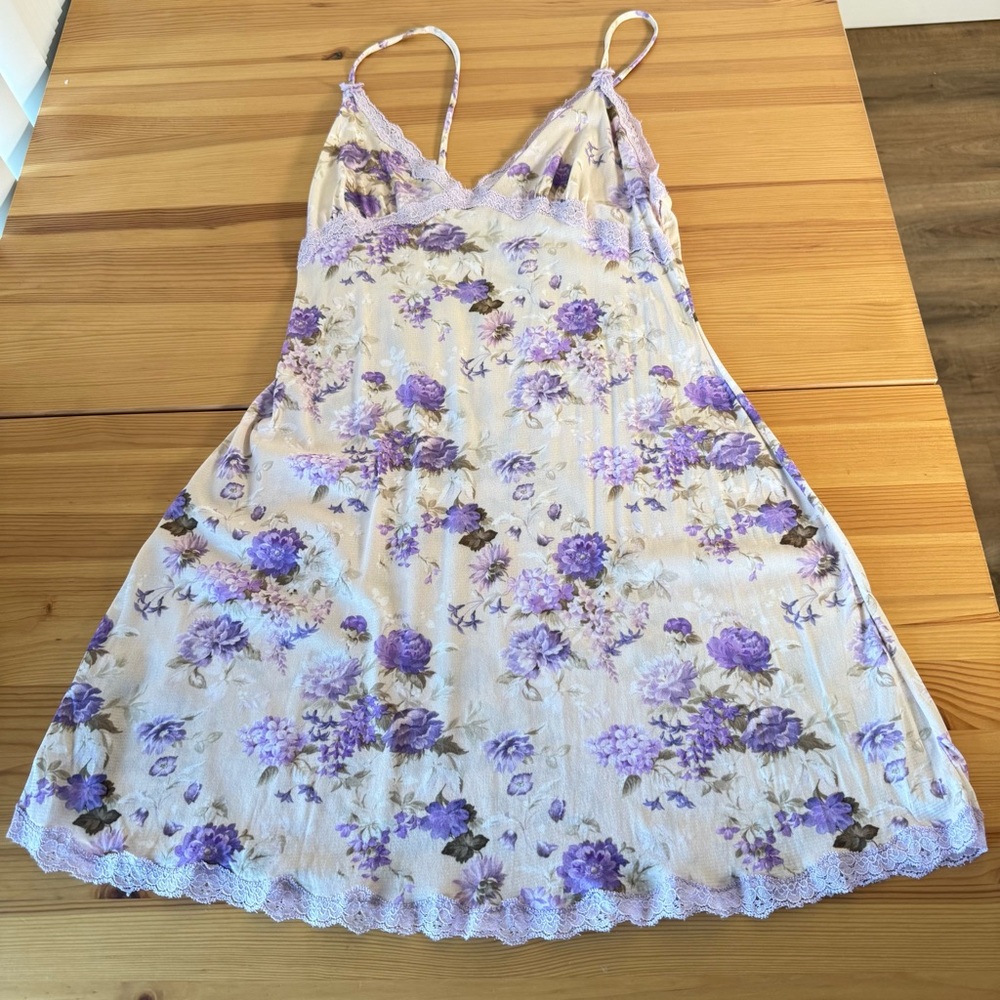 Hanna Babydoll Top Floral Butter Yellow Purple Slip Coquette Bow Detail Dainty M - Picture 4 of 9
